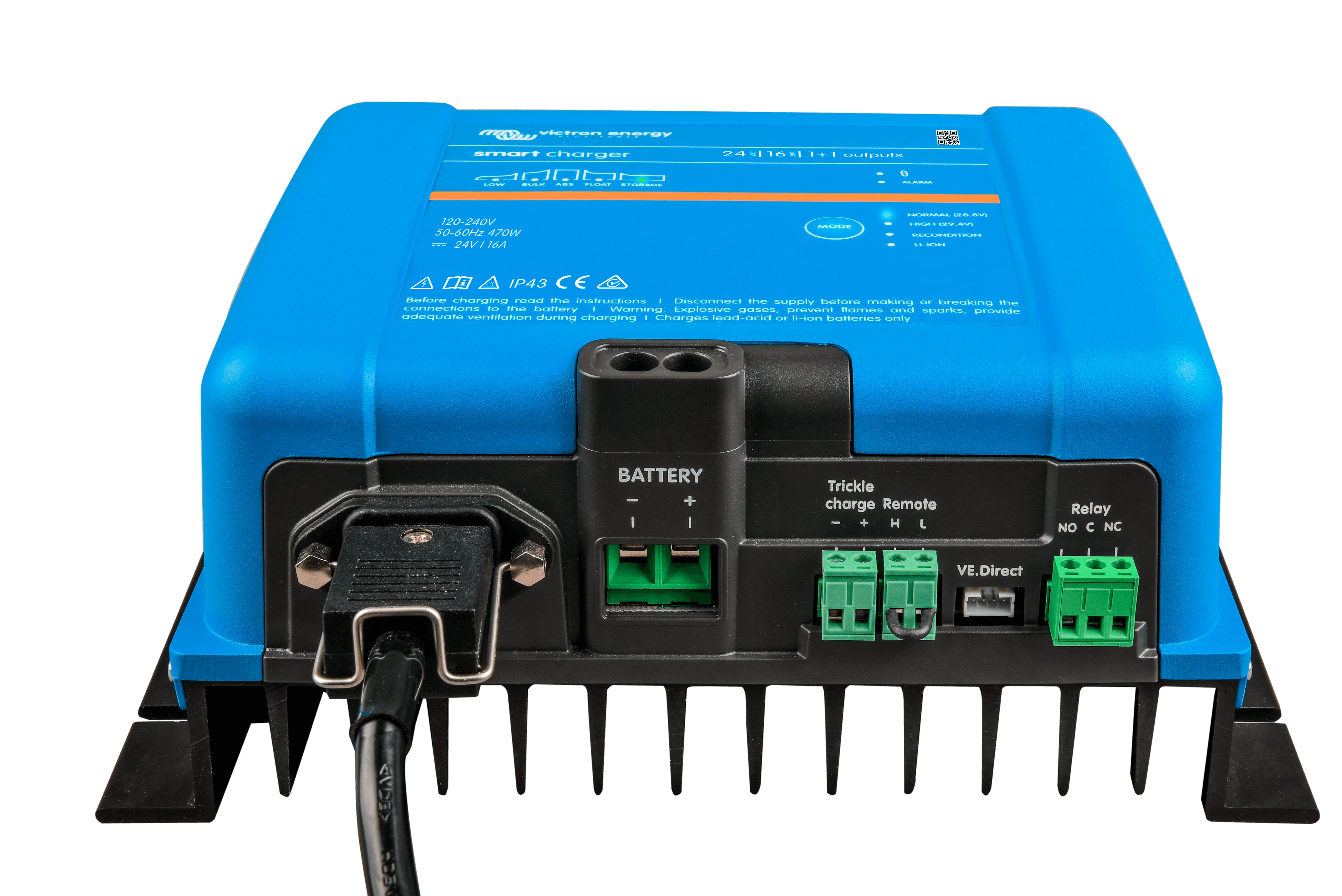 Smart IP43 Charger 24V 16A 1+1 outputs (front) thumbnail